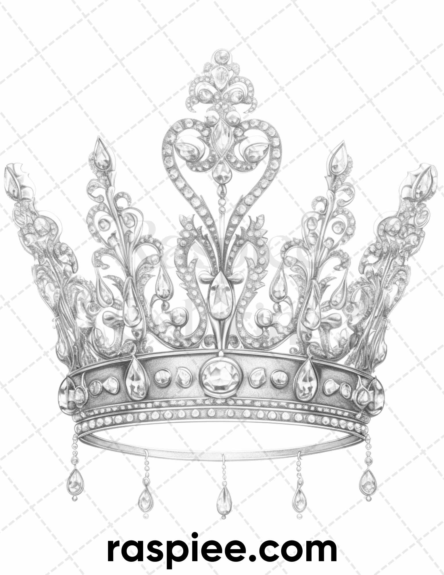 Exquisite jewelry collection grayscale coloring pages for adults p â coloring