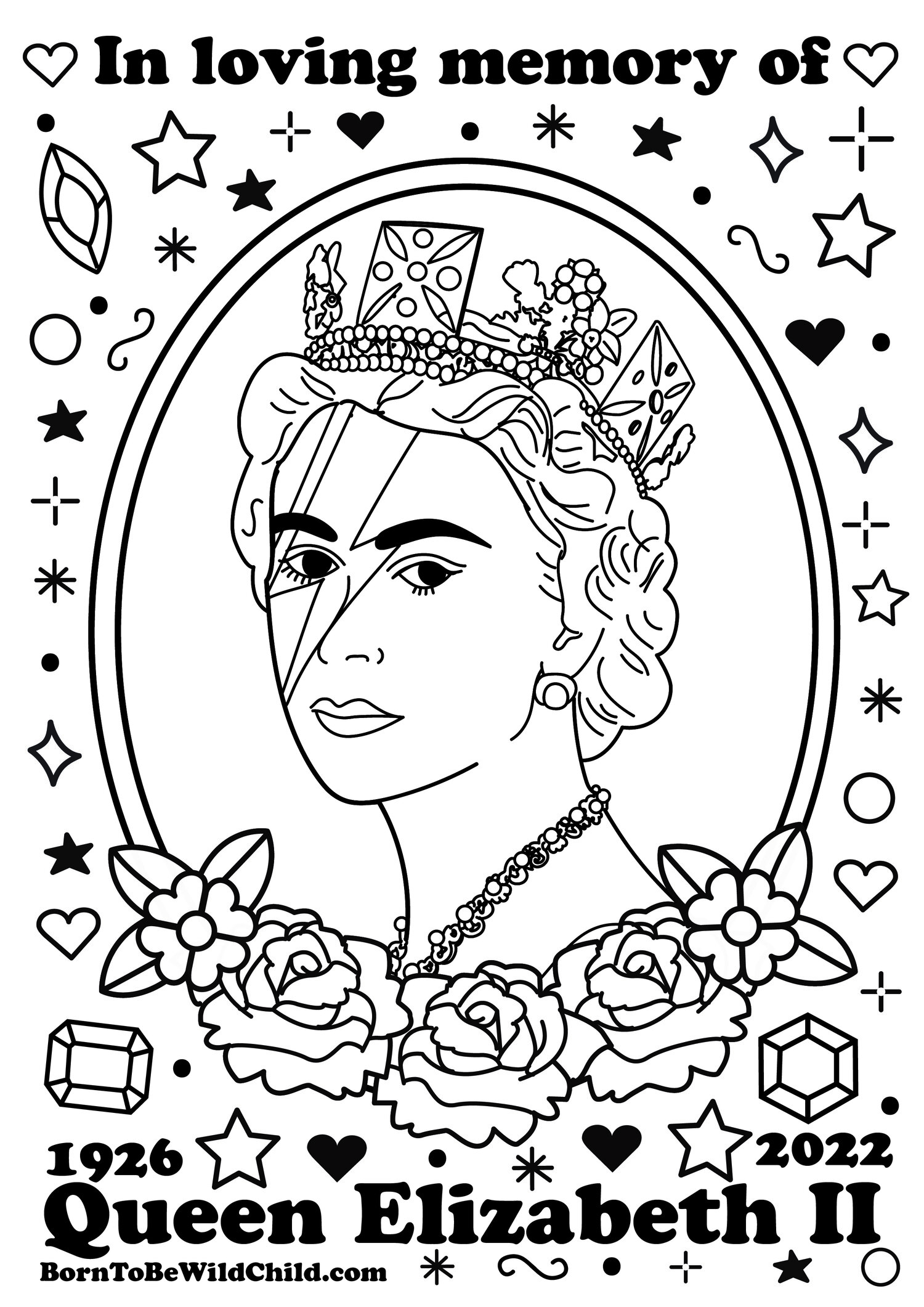 Âïqueen elizabeth ii âï free colouring sheet download â born to be wild child