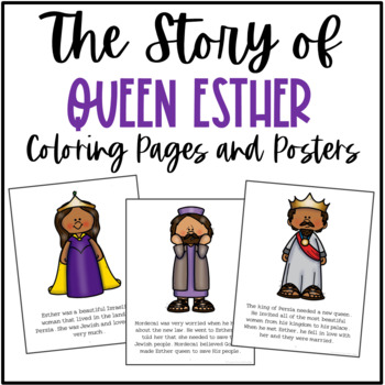 Queen esther bible story coloring pages and posters craft activity