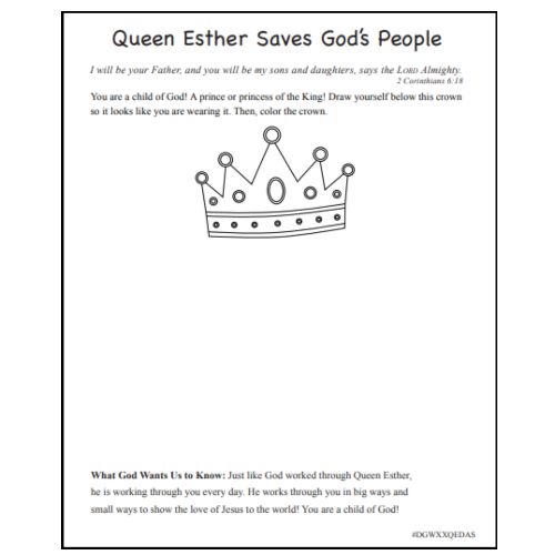 Queen esther saves gods people activity page