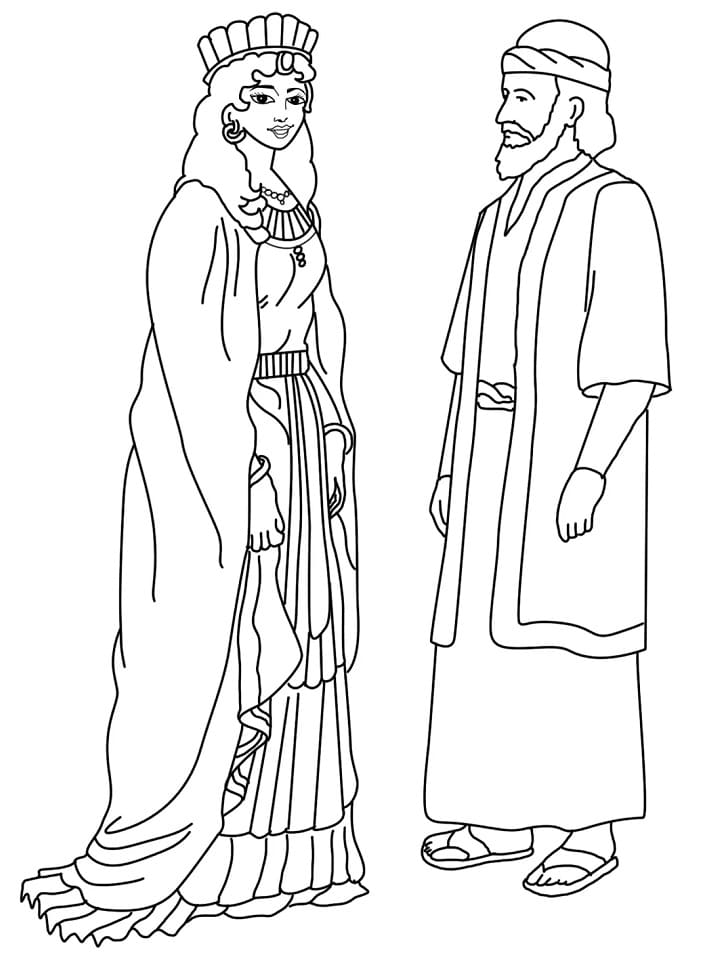 Queen esther and mordecai fãrbung seite