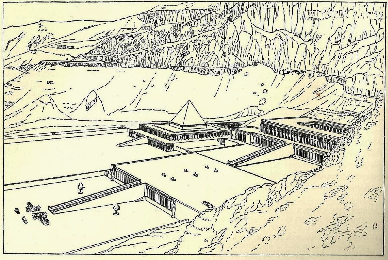 Temple of queen hatshepsut and the funerary temple of mentuhotep at thebes eighteenth dinasty egypt