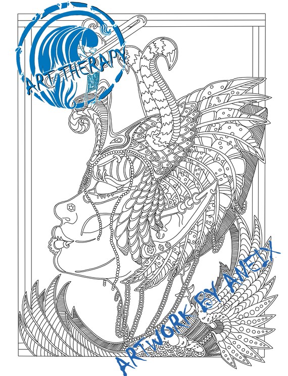 Coloring page celestial hatshepsut the queen of sheba adult art and doodles by aneix coloring book and printable pages