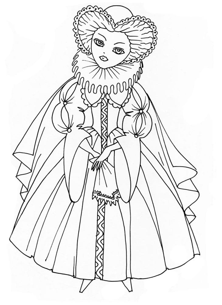 Painting of a serious queen coloring page