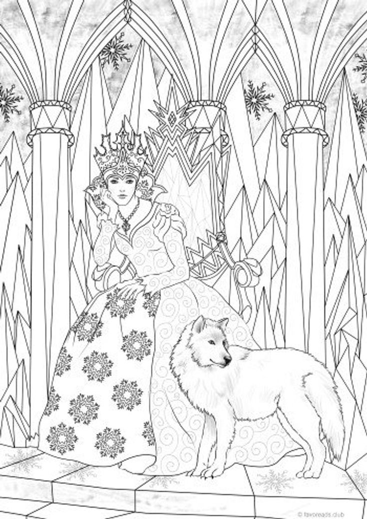 Snow queen printable adult coloring page from favoreads