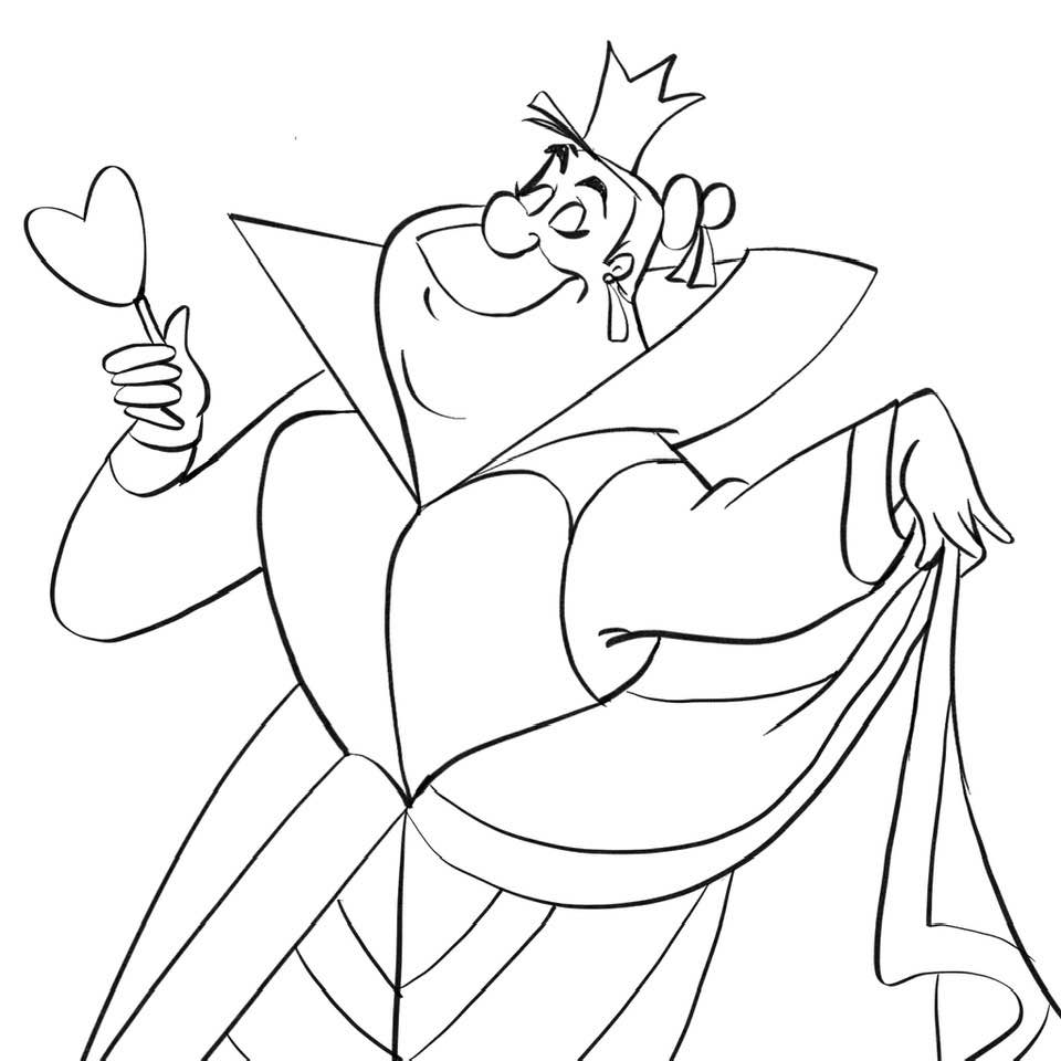 Queen of hearts free printable coloring page