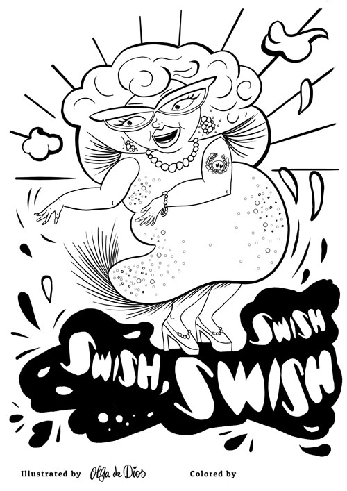 Hips on the drag queen coloring pages