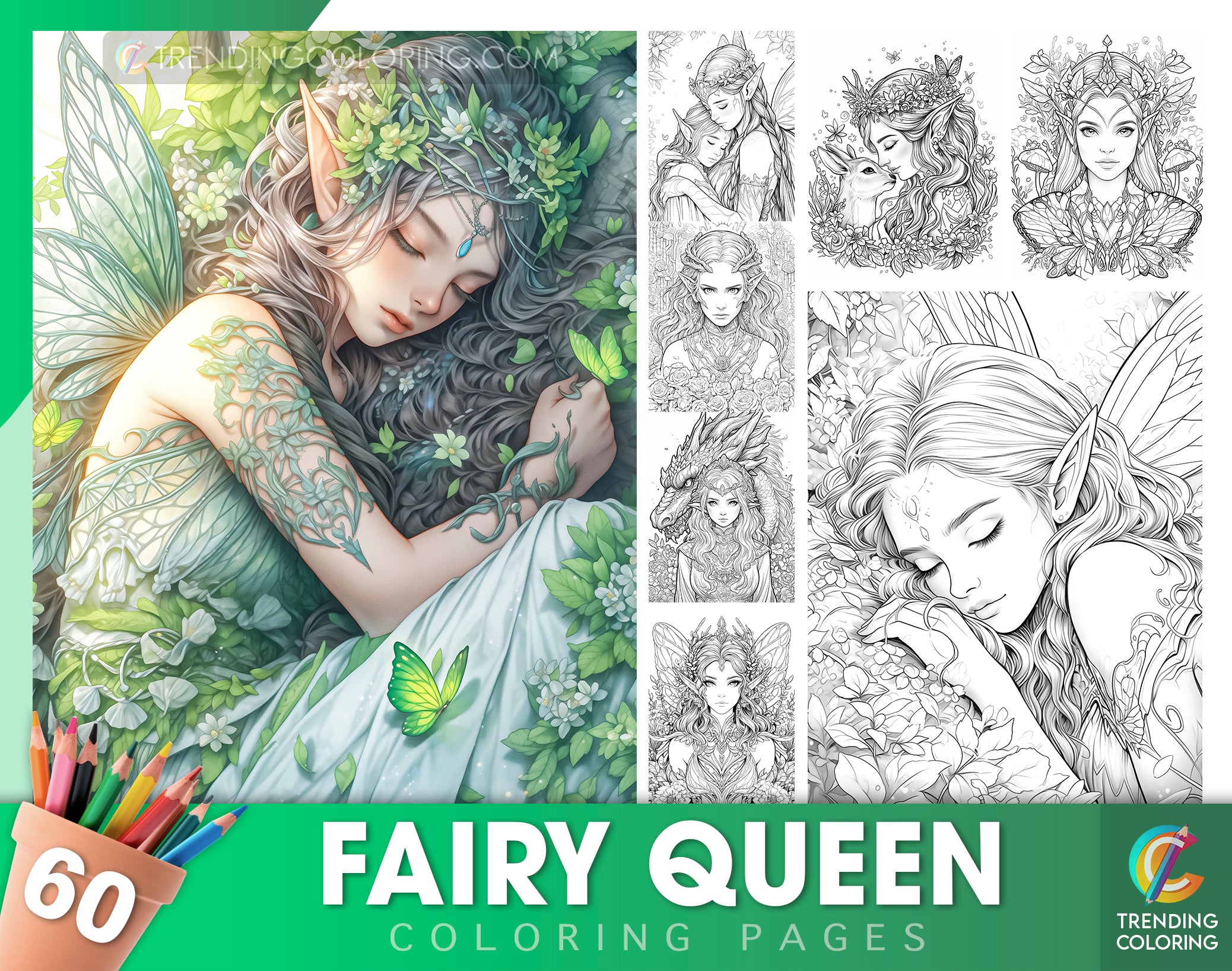 Fairy queen coloring pages