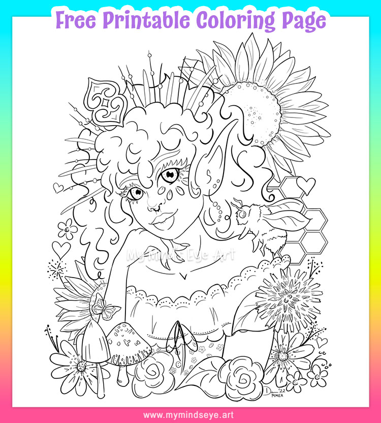 Flower fairy queen coloring page c