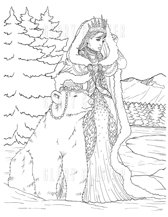 Snow queen coloring page coloring sheets fantasy coloring page instant download portrait coloring adult coloring book download now