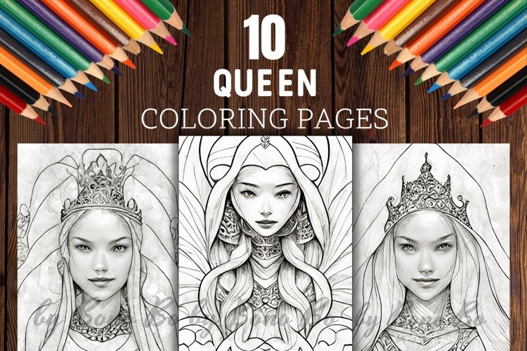 Beatiful queen faces coloring pages