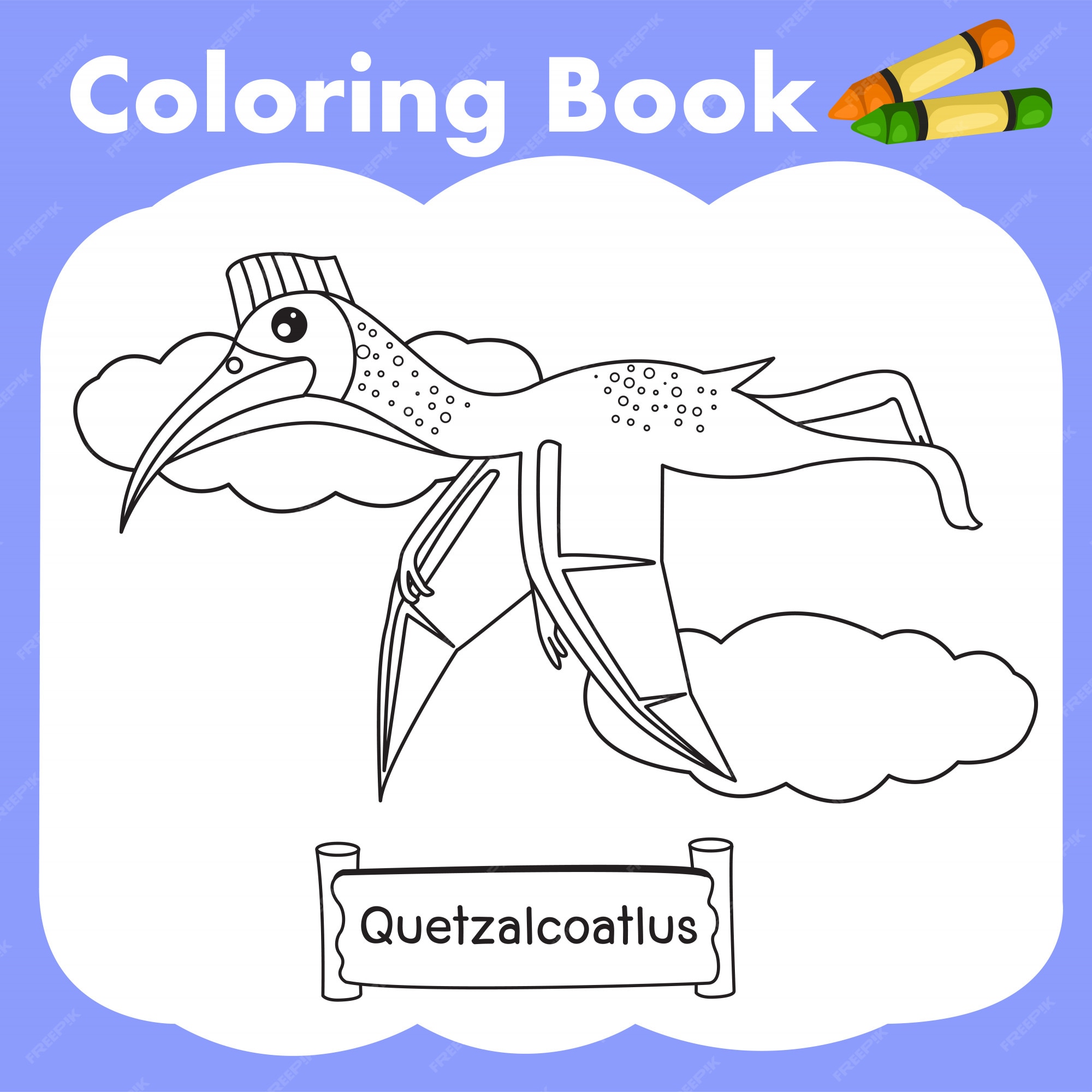 Premium vector coloring book dinosaur quetzalcoatlus