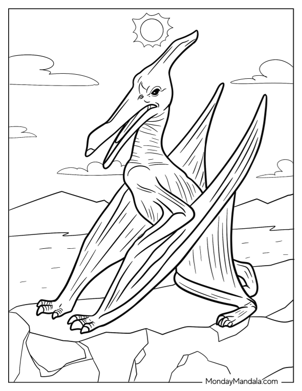 Pterodactyl coloring pages free pdf printables