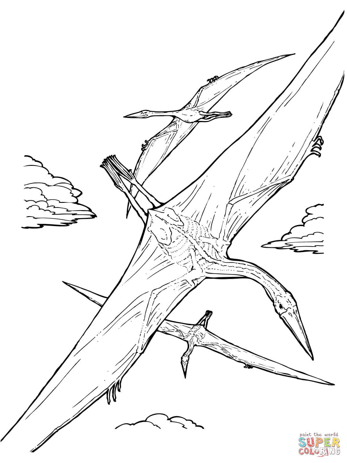 Quetzalcoatlus pterosaur coloring page free printable coloring pages