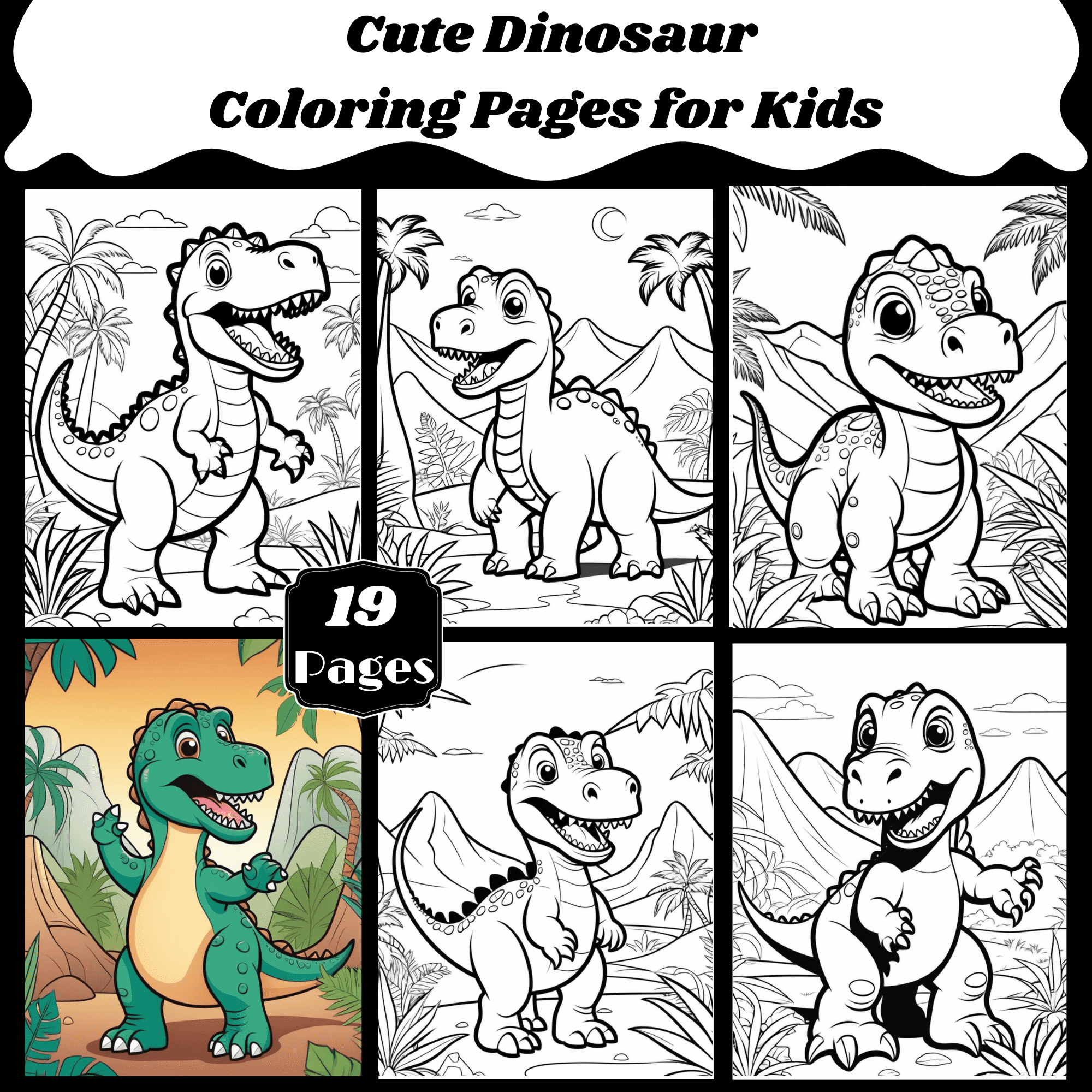 Cute dinosaur coloring book for kids made by teachers