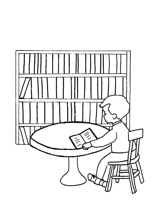 Library be quiet please coloring pages