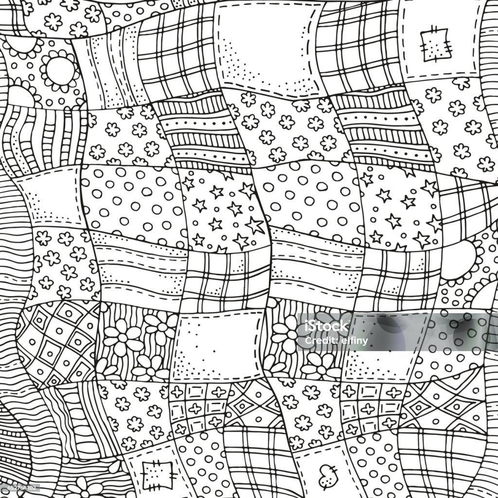 Quilt blanket background adult coloring book page stock illustration