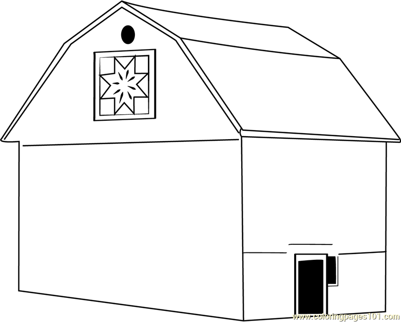 Quilt barn coloring page for kids