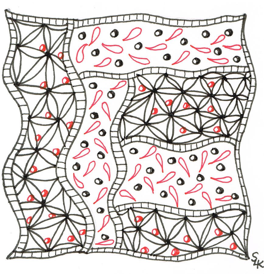 Zia teardrop quilt drawing by stephanie kelly