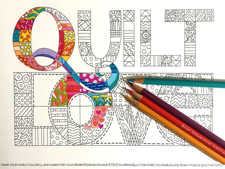 Quilt love instant downloadable coloring page x horizontal â robin pickens