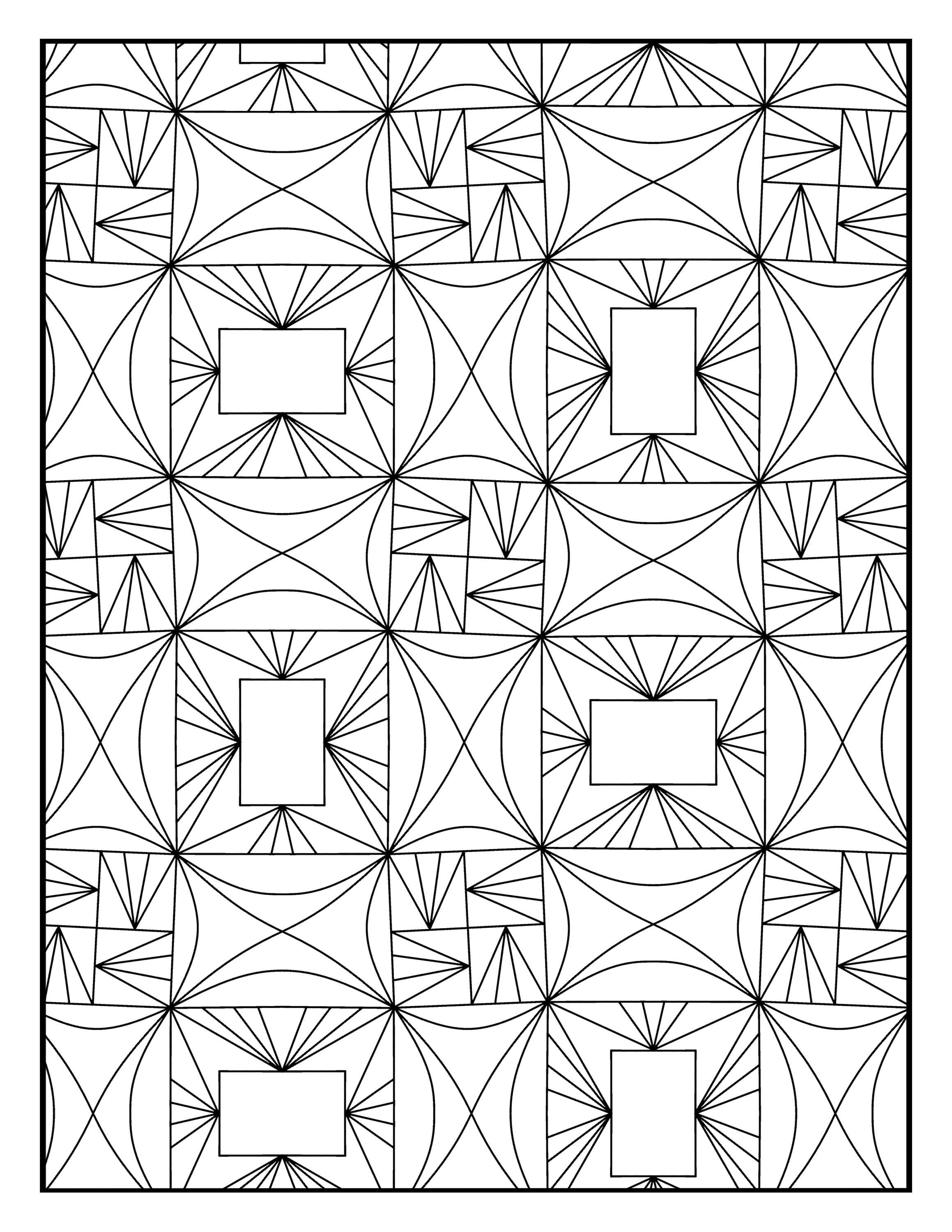 Coloring page geometric quilt repeating pattern printable