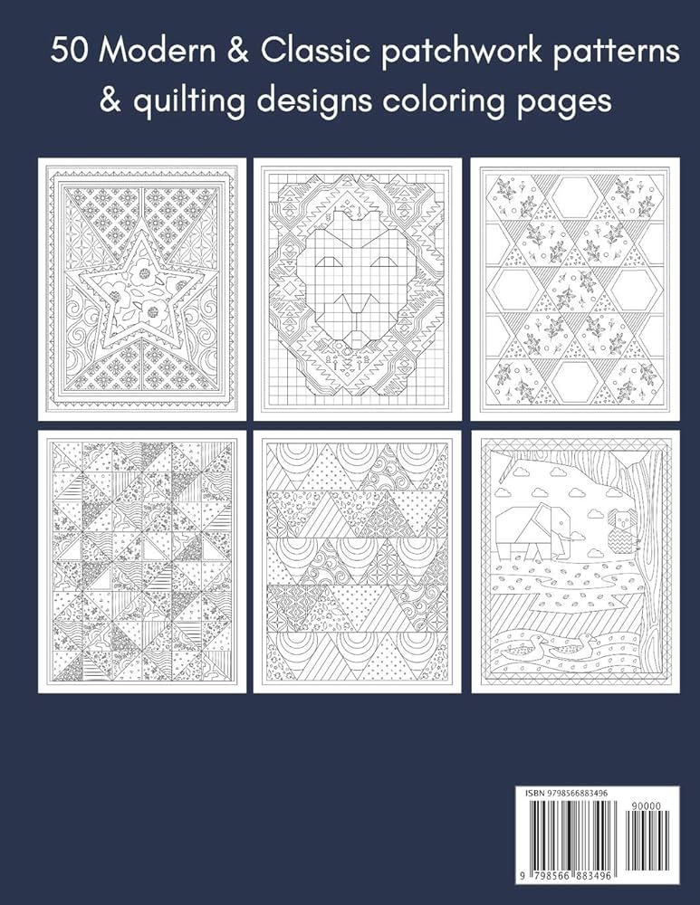 Patchwork quilt coloring book quilting designs patterns coloring for adults quorjinaha books