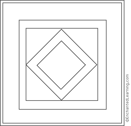 Amish quilt diamond center coloring page