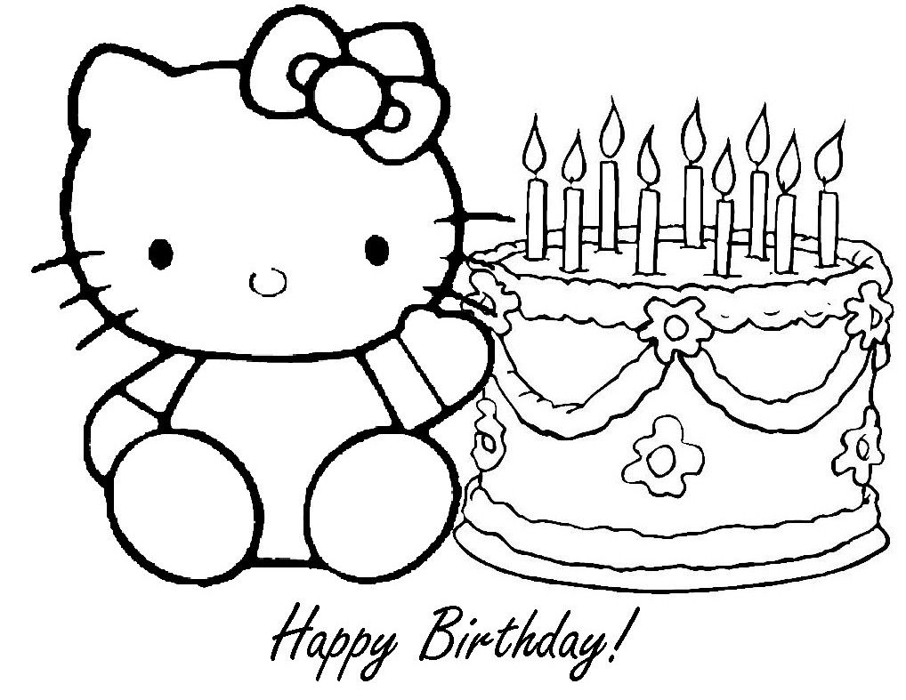 Birthday coloring pages hello kitty buku mewarna kue hello kitty