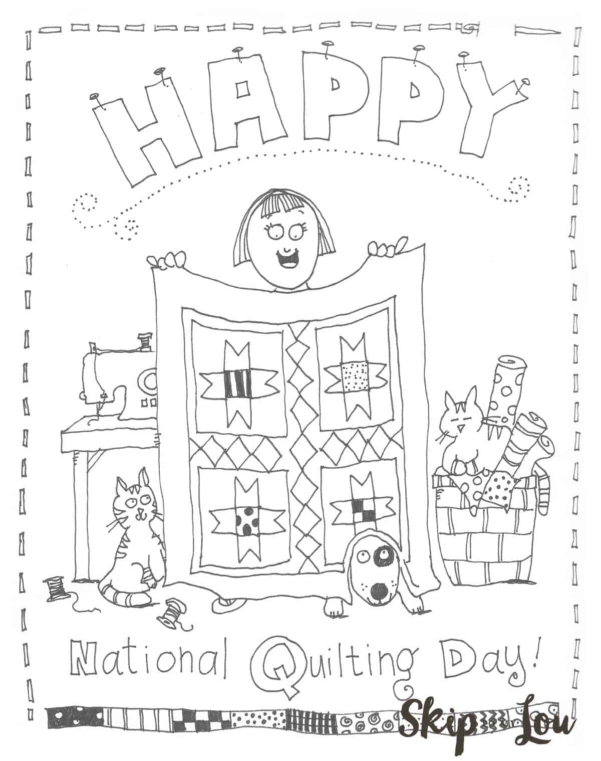 National quilting day coloring page skip to my lou