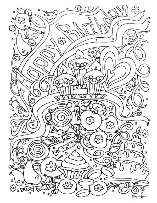 Happy birthday coloring pages skip to my lou