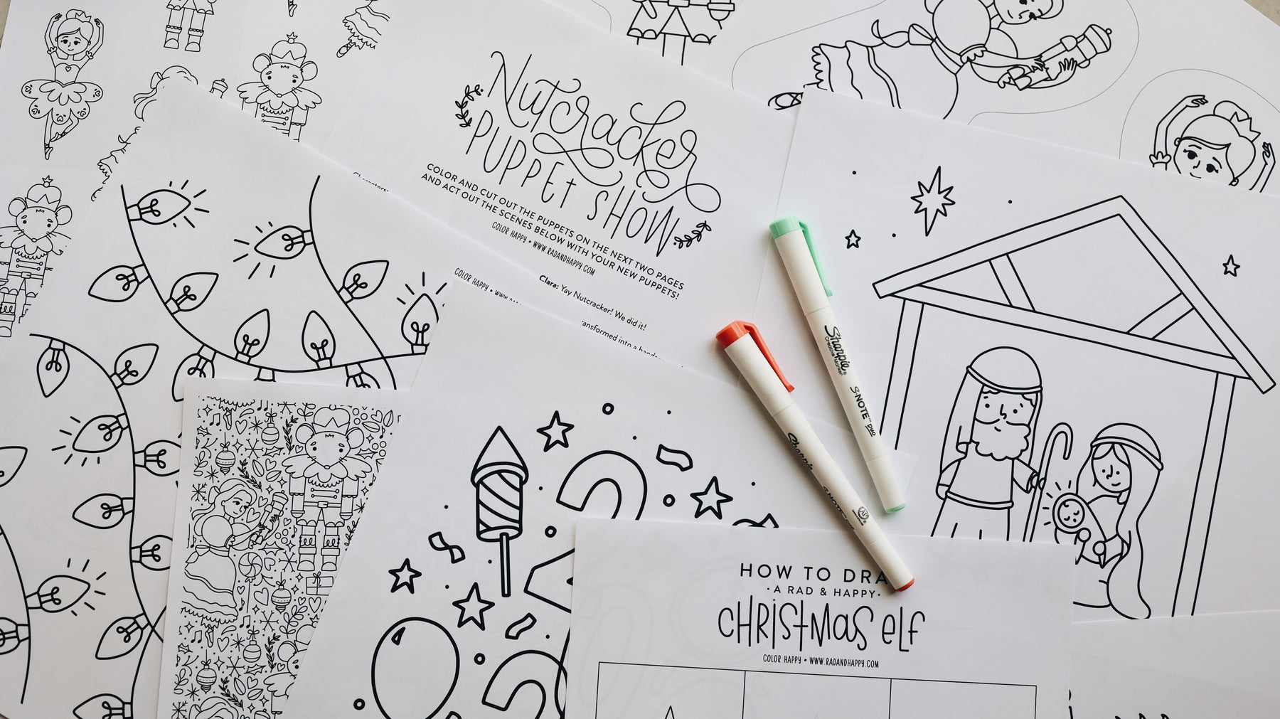 Color happy monthly digital coloring page downloads â rad happy