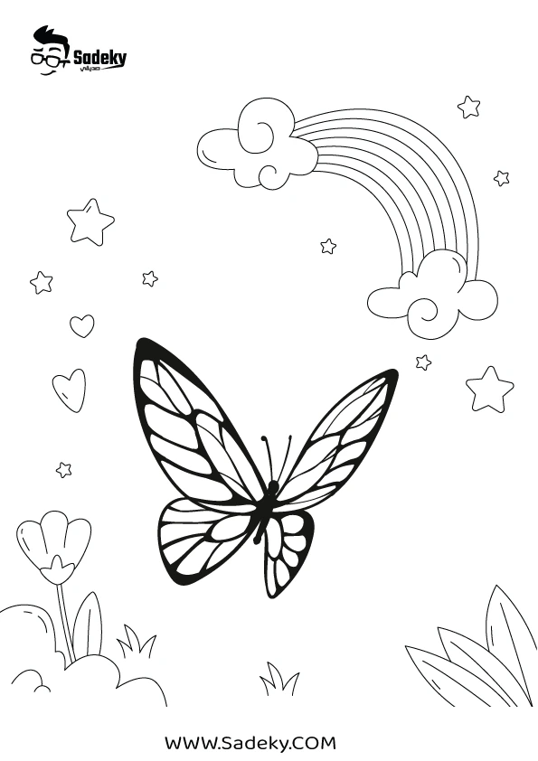 Free butterfly rainbow coloring pages printable