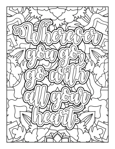 Premium vector motivational quotes coloring page inspirational quotes coloring page coloring page for adults