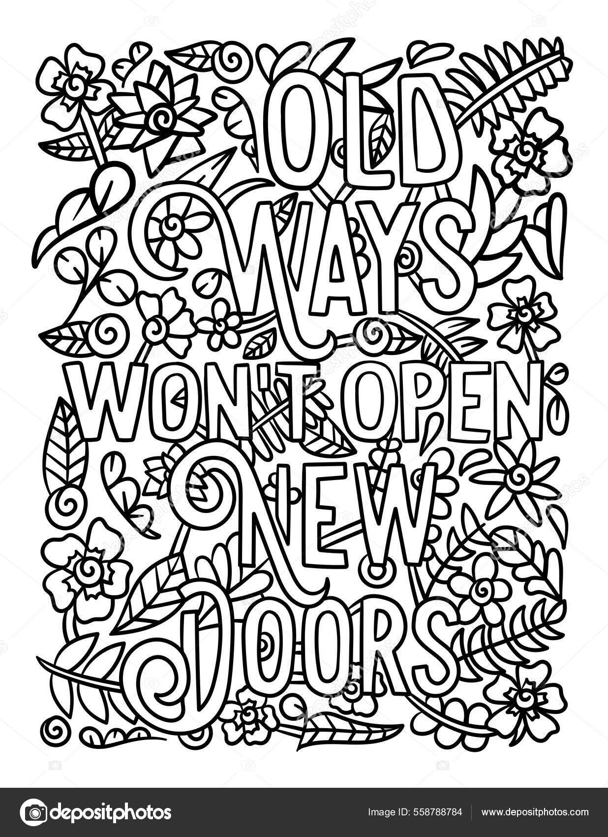 Old ways motivational quote coloring page stock vector by abbydesign