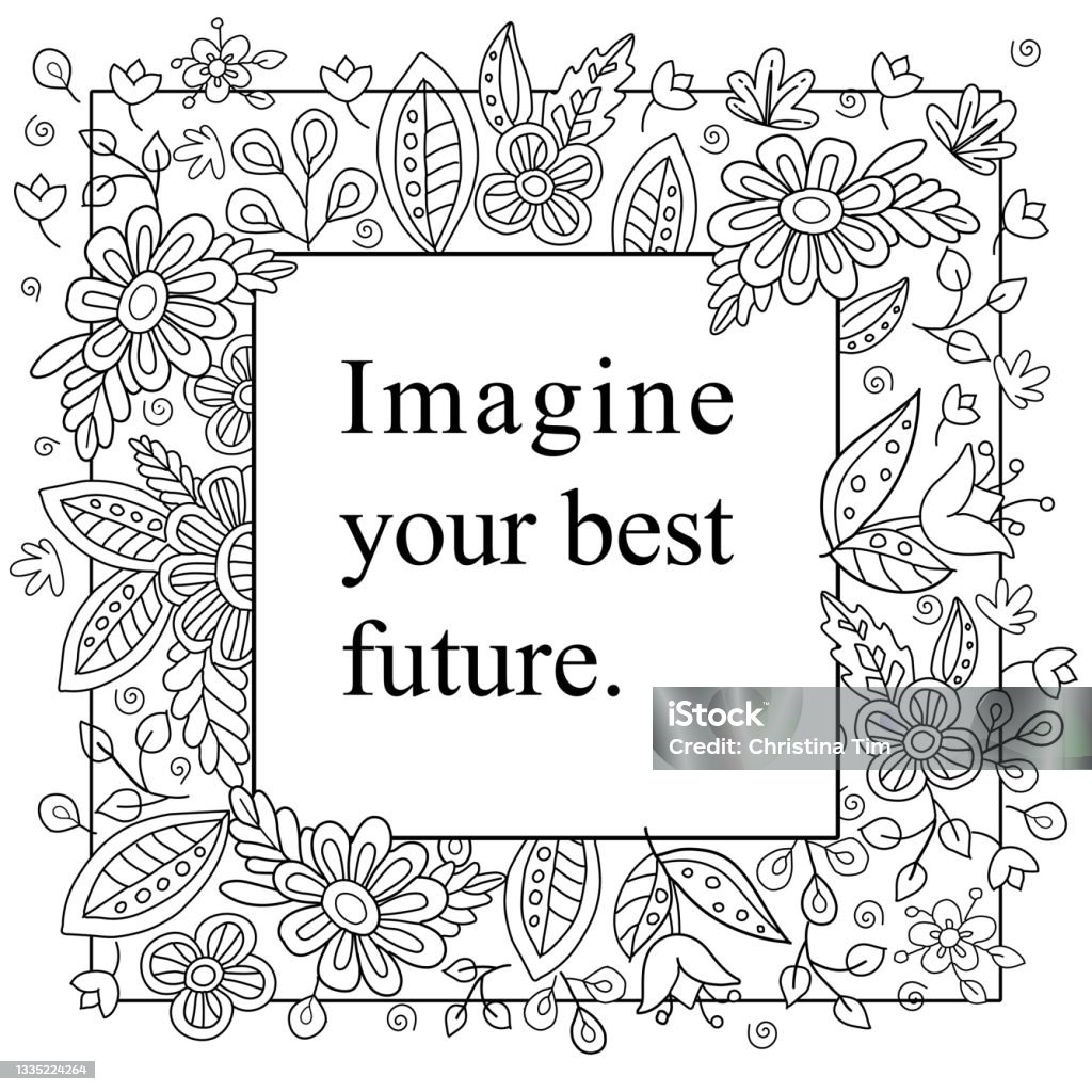 Cute hand drawn coloring pages for kids and adults with motivational quotes stock illustration