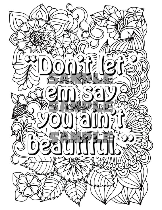 Popular quotes flower coloring pages adult digital art printable flowers pdf prints quote pdf png digital download