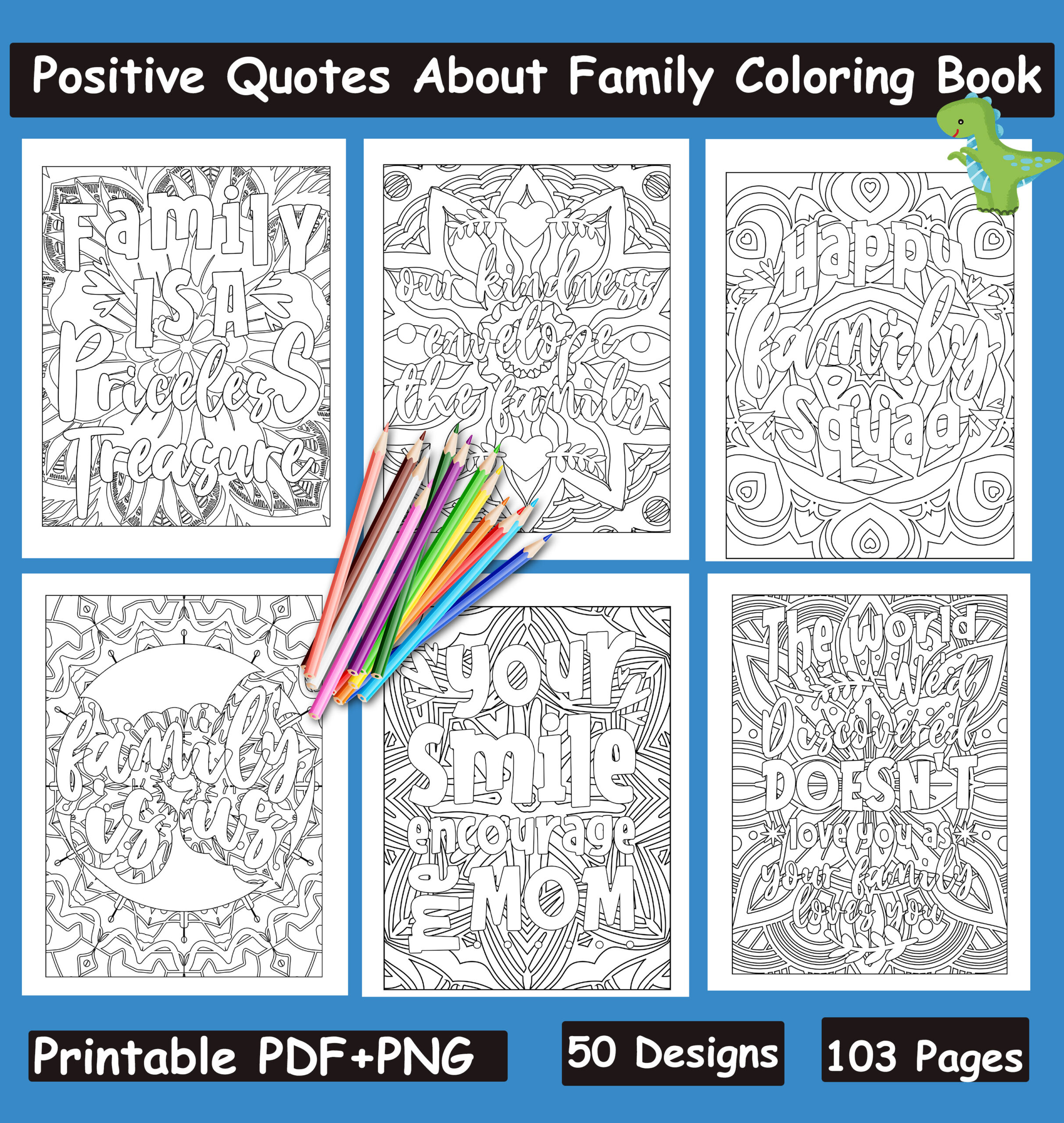 Inspirational quotes about family coloring book for adults and kids family loving quotes made by teachers