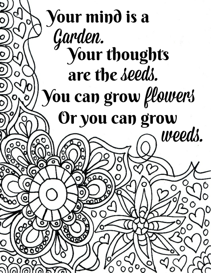 Free printable flower quote coloring pages