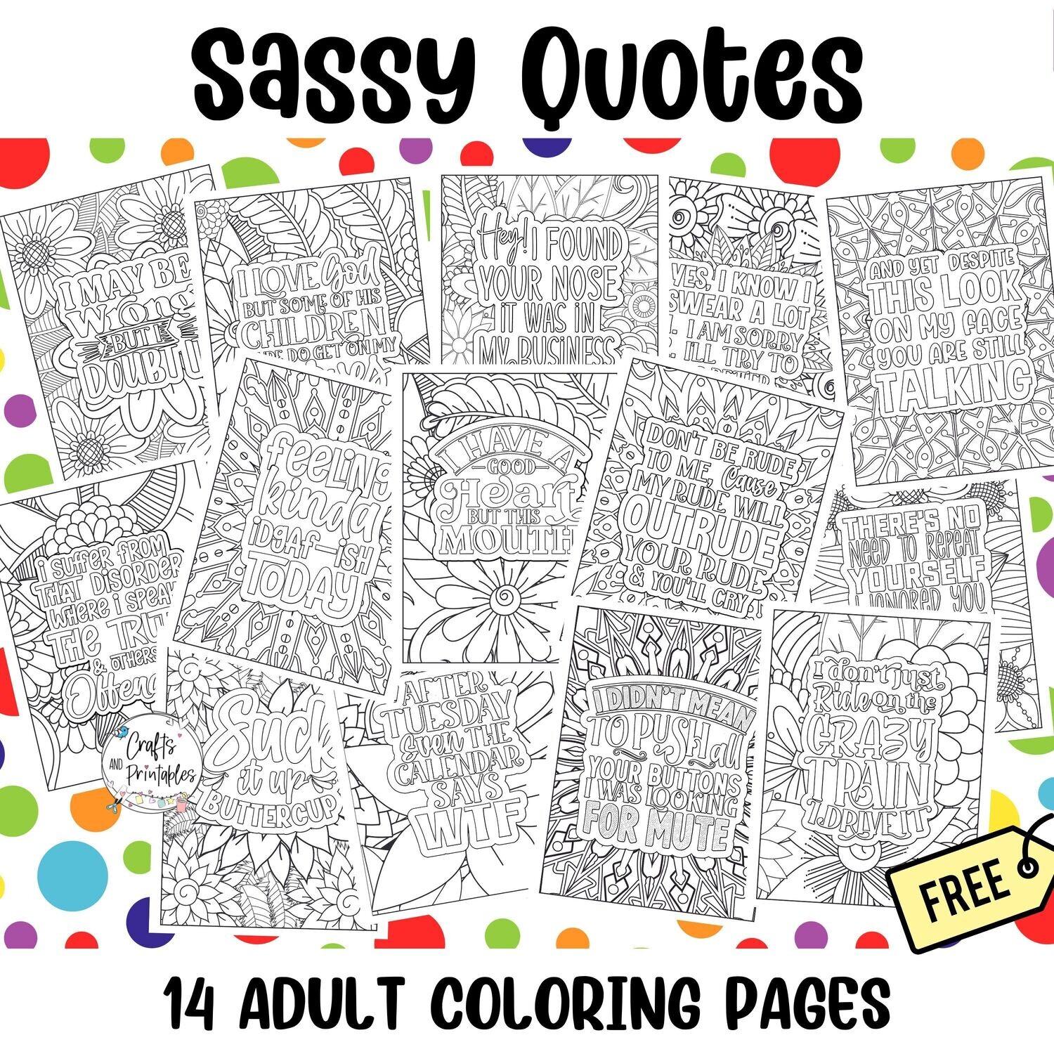 Free sassy quotes adult coloring pages