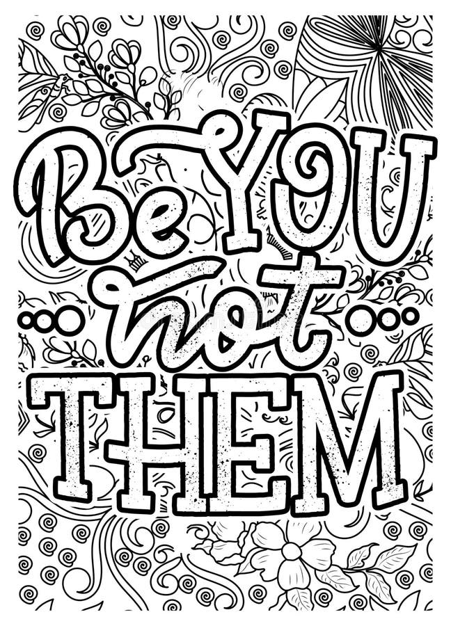 Motivational quote coloring pages for adults inspirational coloring page design stock illustration