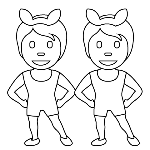 People with bunny ears emoji coloring page free printable coloring pages