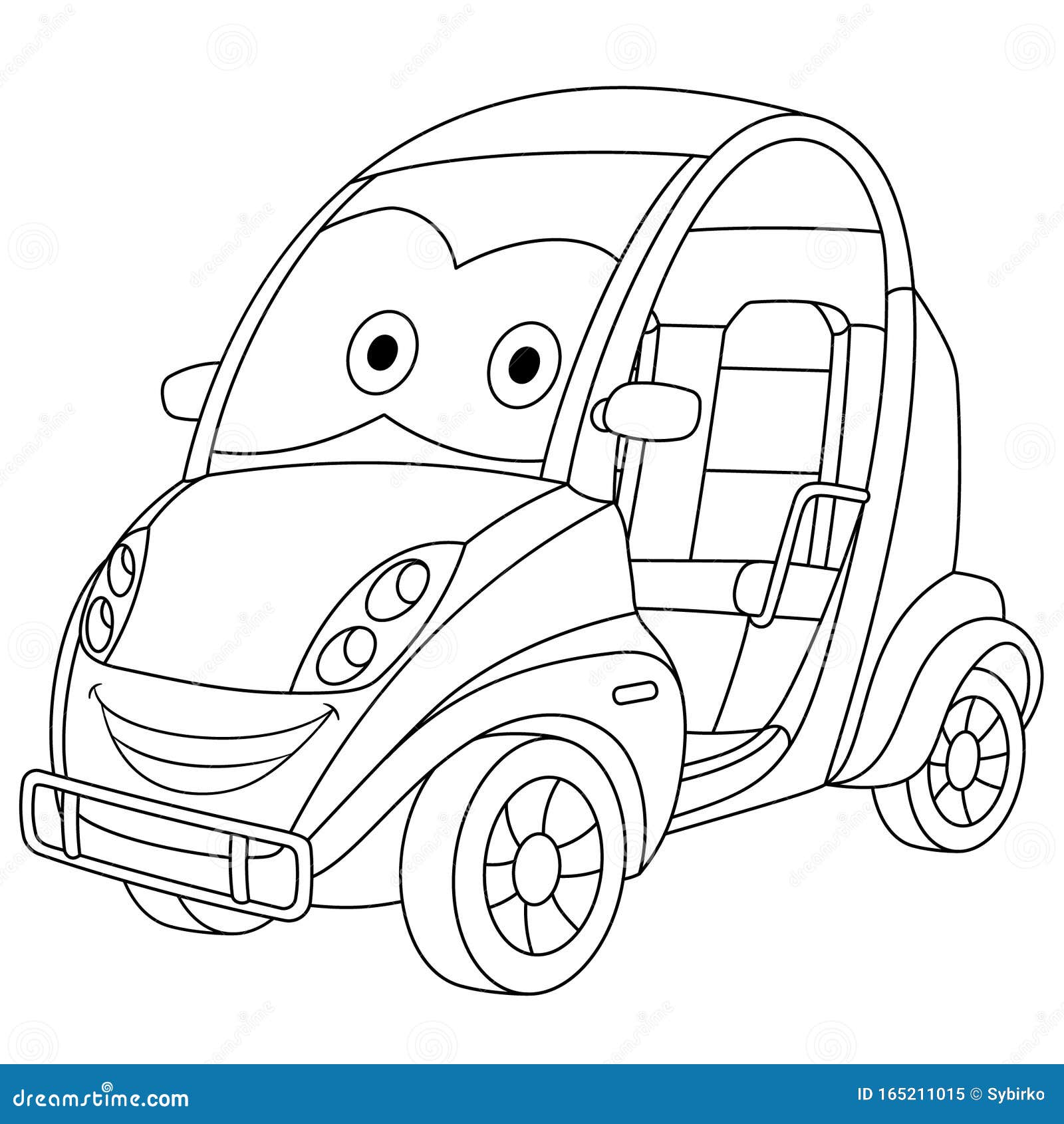 Coloring page with mini car vehicle stock vector