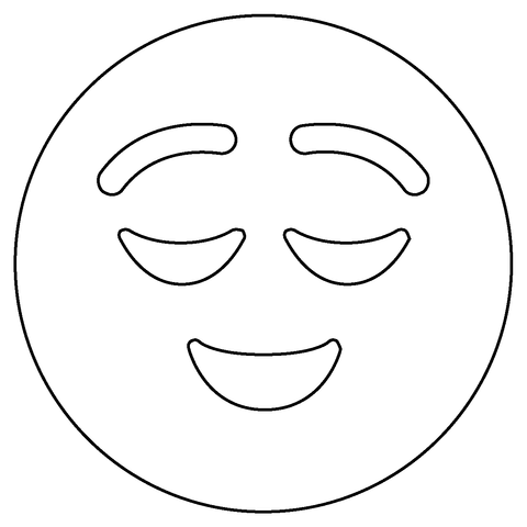 Relieved face emoji coloring page free printable coloring pages