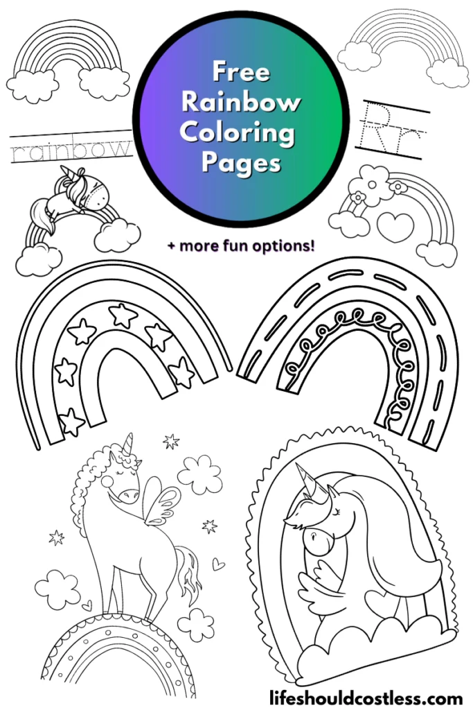 Rainbow coloring pages free printable pdf templates