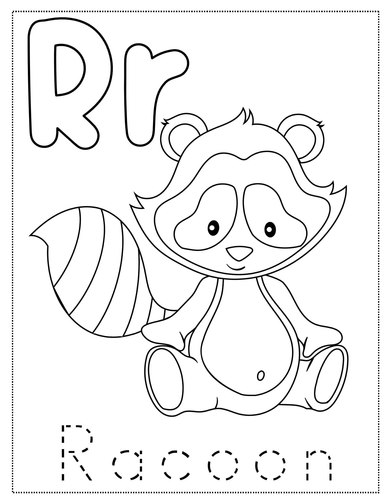 R is for rainbow craft coloring page