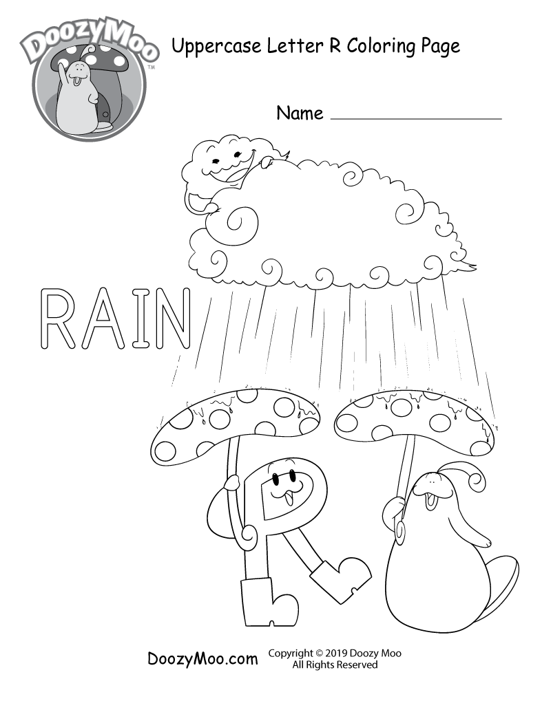 Cute uppercase letter r coloring page free printable