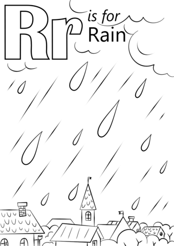 Letter r is for rain coloring page from letter r category select from â kindergarten reading worksheets abc coloring pages reading prehension kindergarten