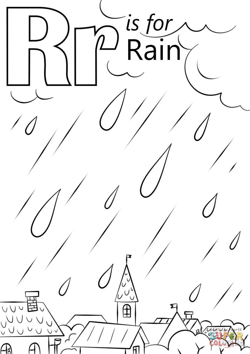 Letter r is for rain coloring page free printable coloring pages kindergarten reading worksheets abc coloring pages reading prehension kindergarten