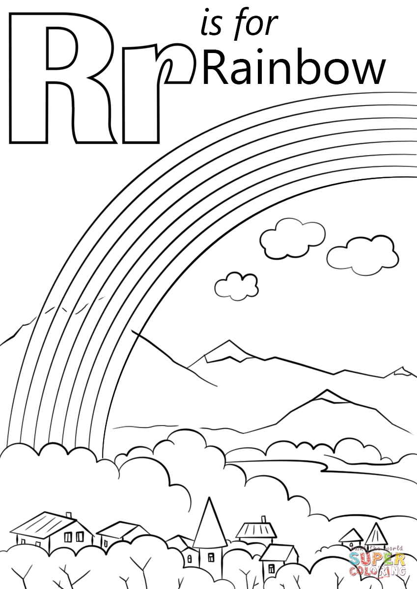 Letter r is for rainbow coloring page free printable coloring pages