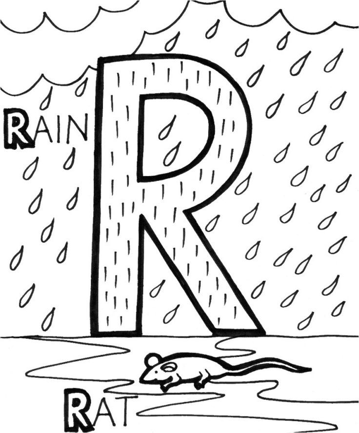 R is for rain coloring pages